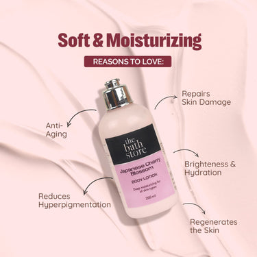 The Bath Store Japanese Cherry Blossom Body Lotion for Women & Men | Body Moisturizer for Oily Skin & Dry Skin - Deep Moisture, Non Sticky Body Lotion | Moisturizer for Body - 200ml